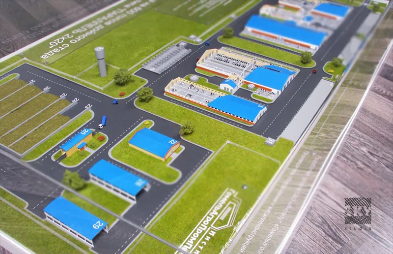 Промышленный макет «Молочно-товарная ферма», размер 1600×1100 мм