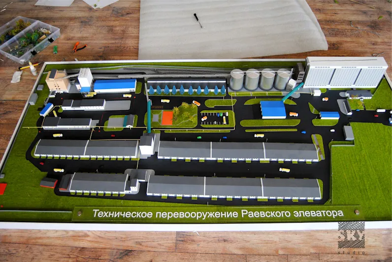 Промышленный макет «Завод «Савушкин продукт»», масштаб 1:250